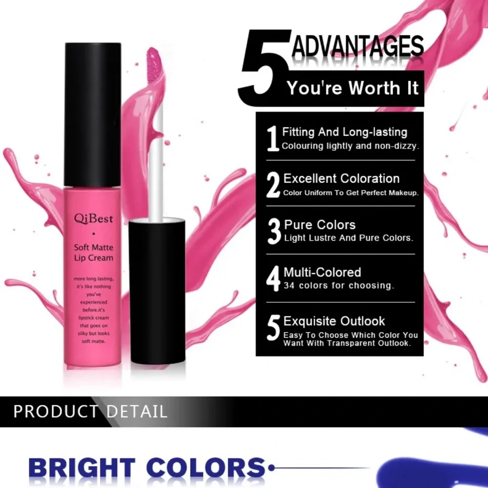 QiBest Soft‎ Matte Lip Cream Color #27 NEW